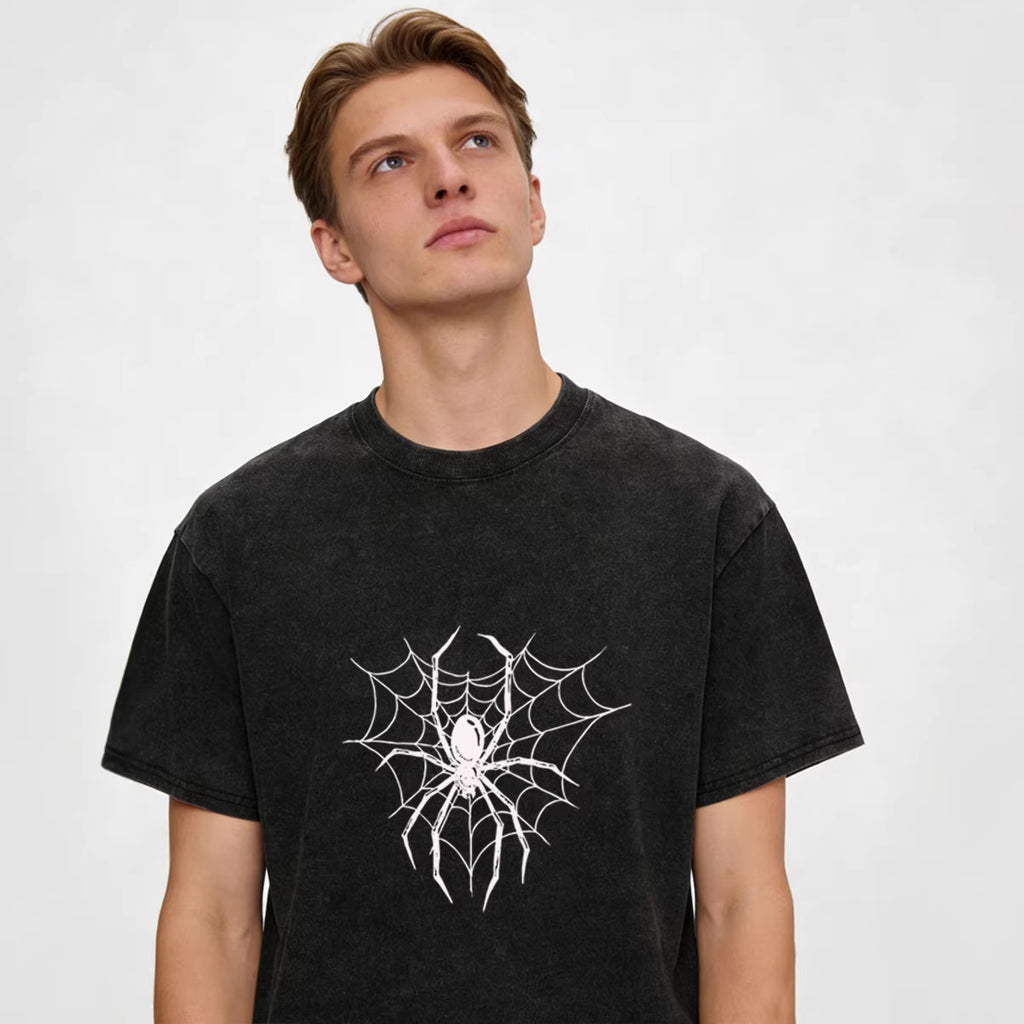 Xuedova Men's Spider Web Graphic Cotton T-Shirt