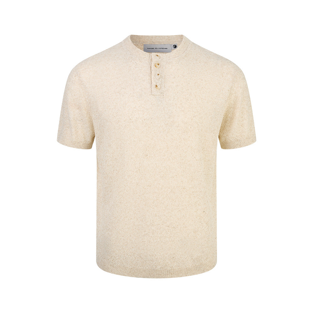 Xuedova Men's Linen Blend Short Sleeve T-Shirt