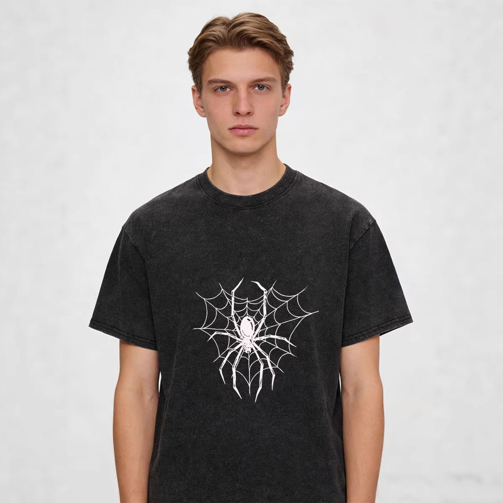 Xuedova Men's Spider Web Graphic Cotton T-Shirt