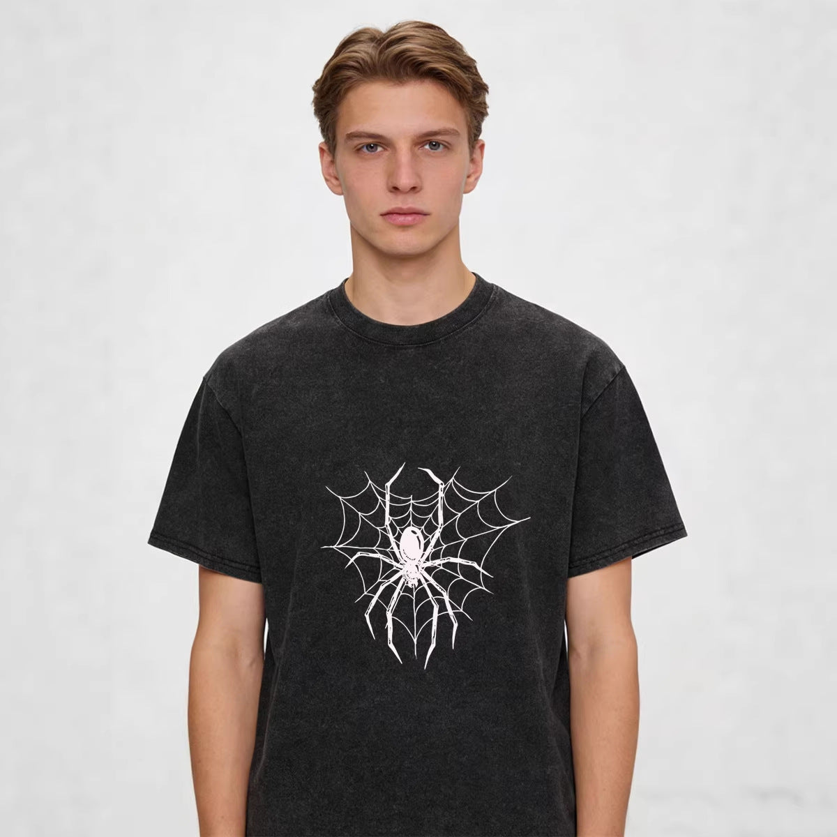 Xuedova Men's Spider Web Graphic Cotton T-Shirt
