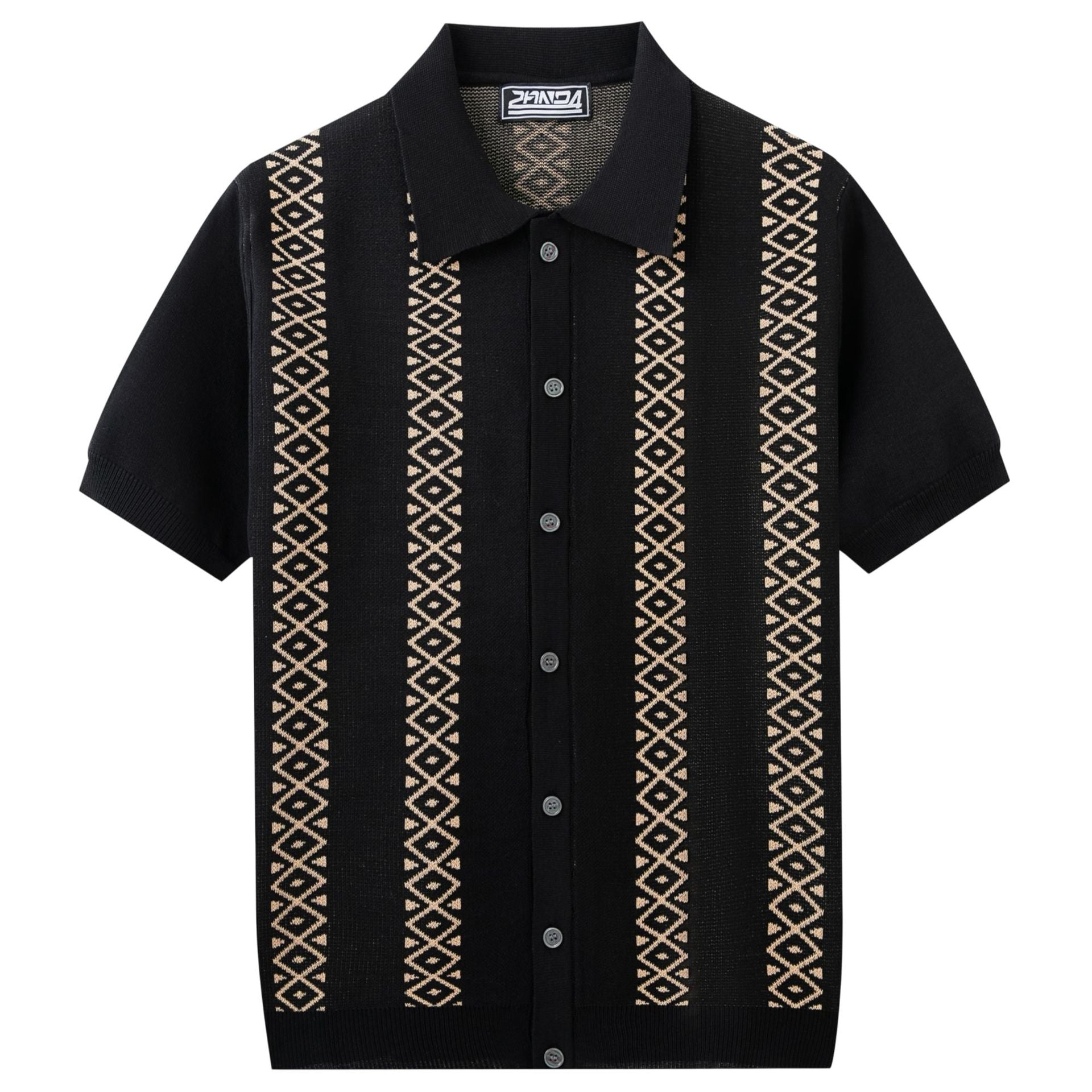 Xuedova Men's Jacquard Short Sleeve Polo Shirt