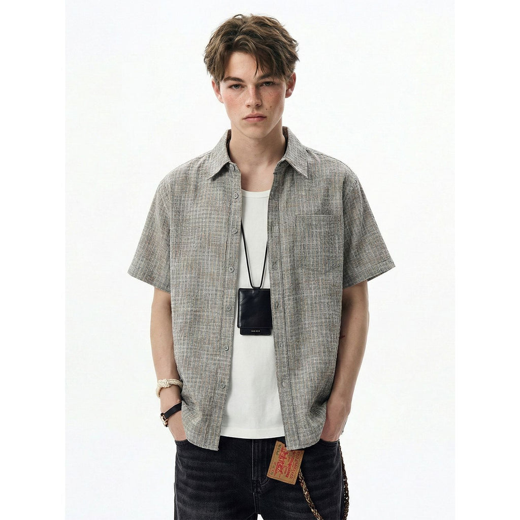 Xuedova Men's Plaid Short Sleeve Shirt