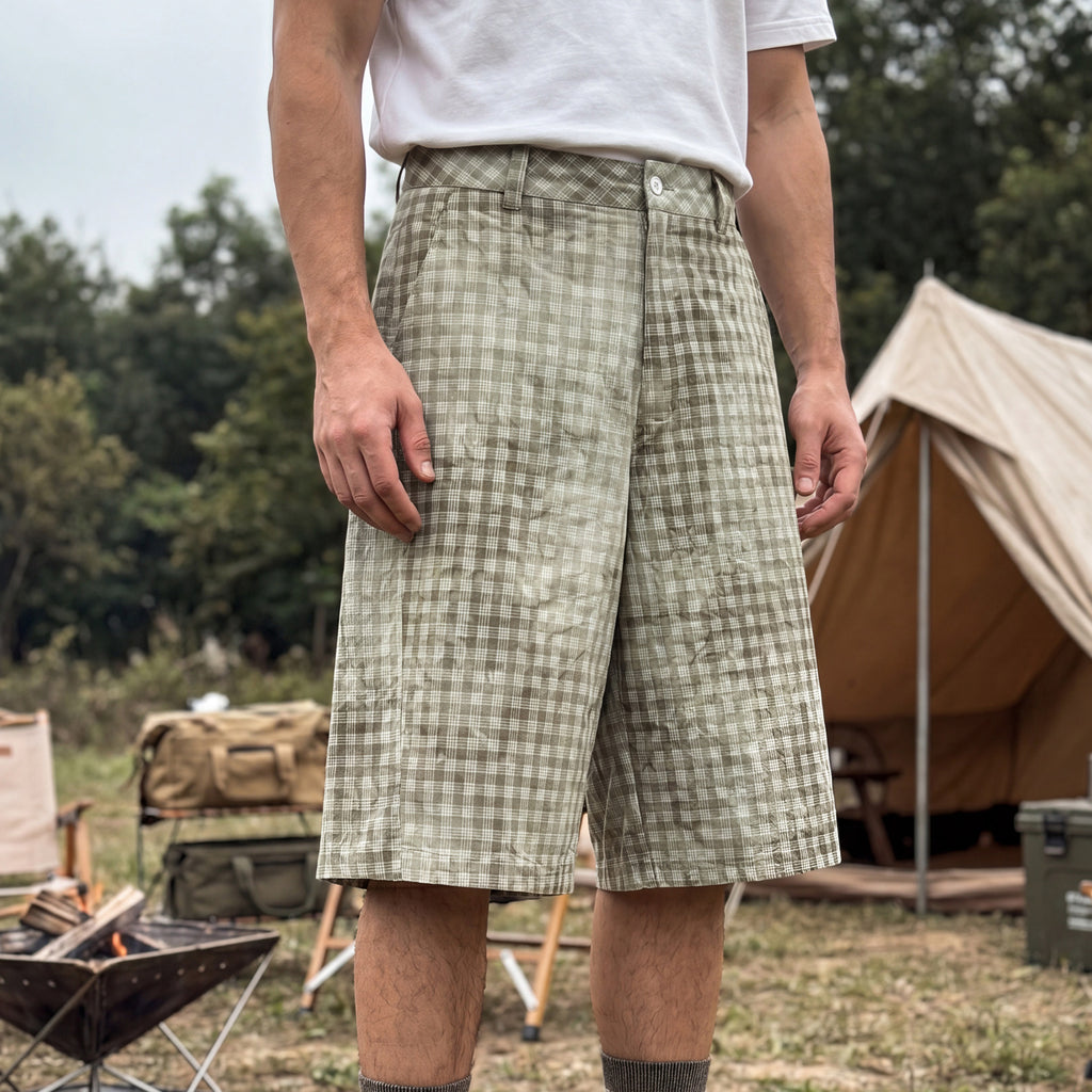 Xuedova Men's Plaid Casual Summer Shorts