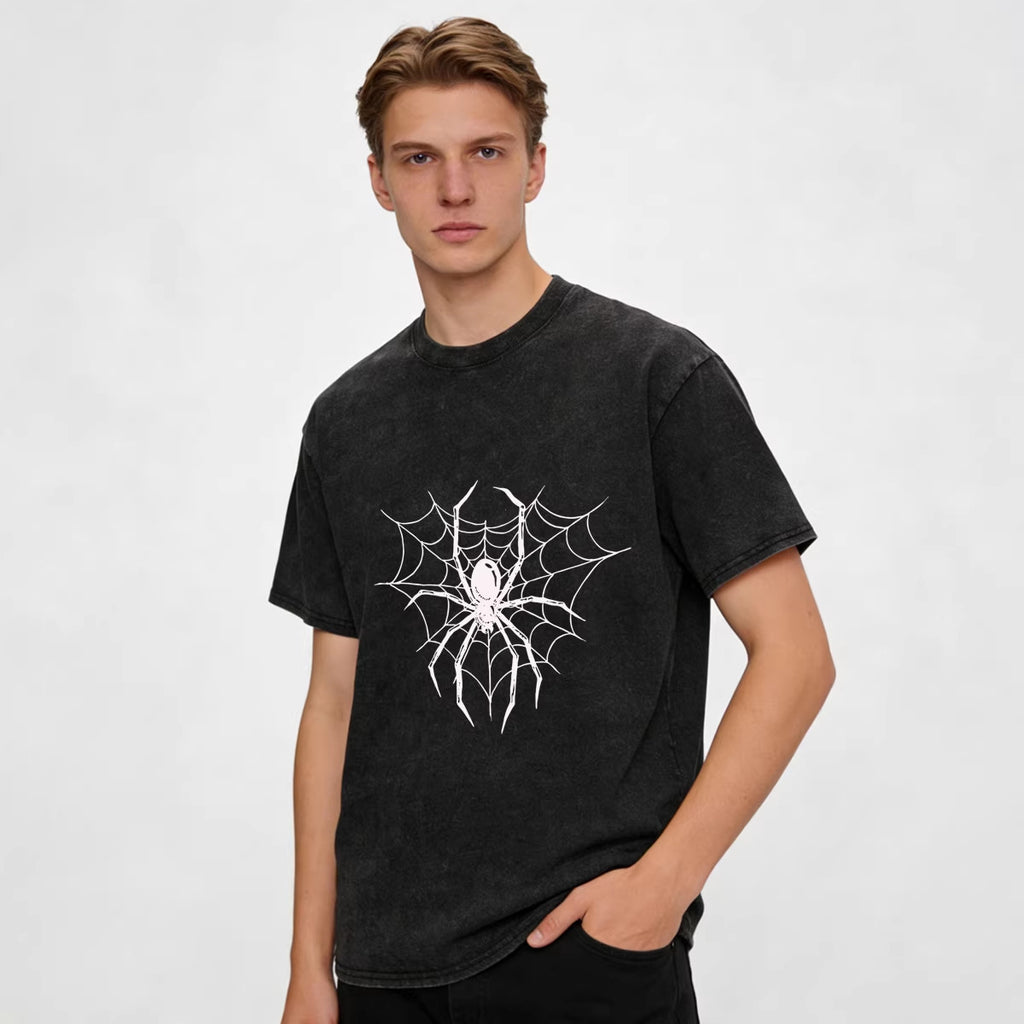 Xuedova Men's Spider Web Graphic Cotton T-Shirt